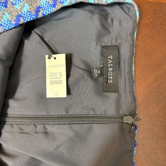 Talbots Womens Houndstooth Pencil Skirt Size 12 Wool Blend Blue & gray - Picture 2 of 9